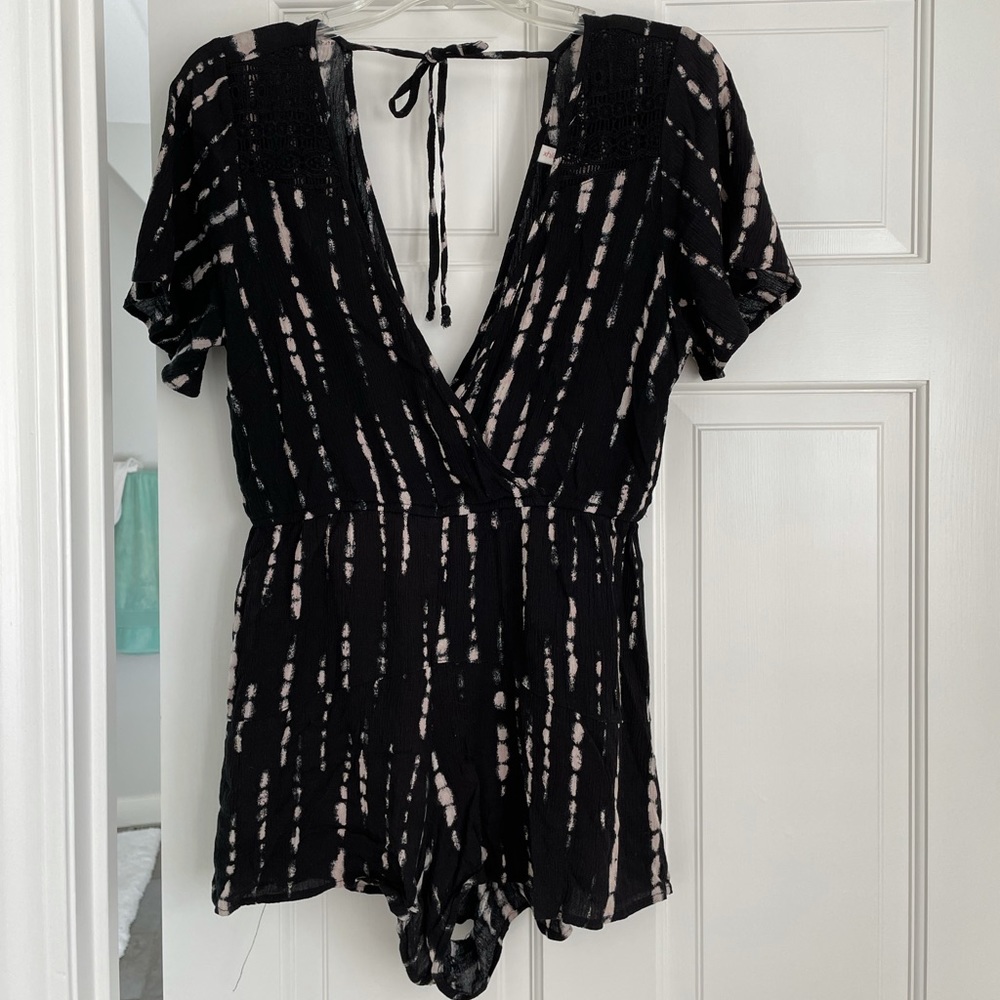 Black/Tan Tie Dye Romper